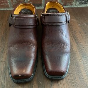 Frye Belted Harness Mules